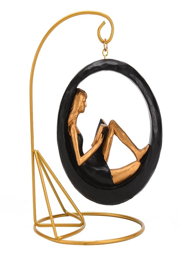 BRABUD Resin Yoga Girl Reading Book Statue Sitting in Circle Figurine Art Ornament Home Bookshelf Desk Library Office Decor Gift TQSHBS15 - Image 1